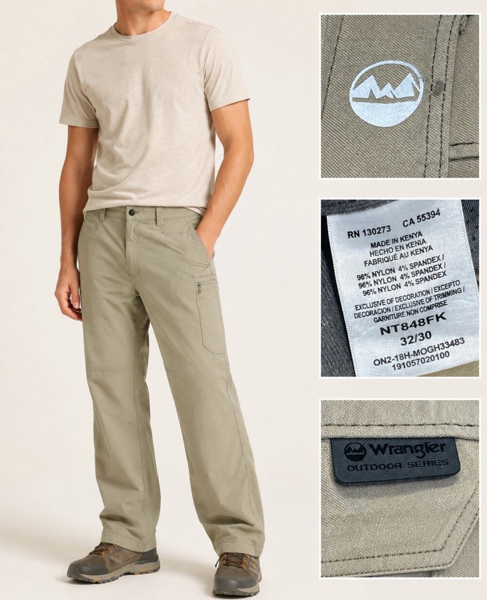 Gorpcore Wrangler Men's Straight Fit Cargo Pants Size 32x30 Khaki Utility